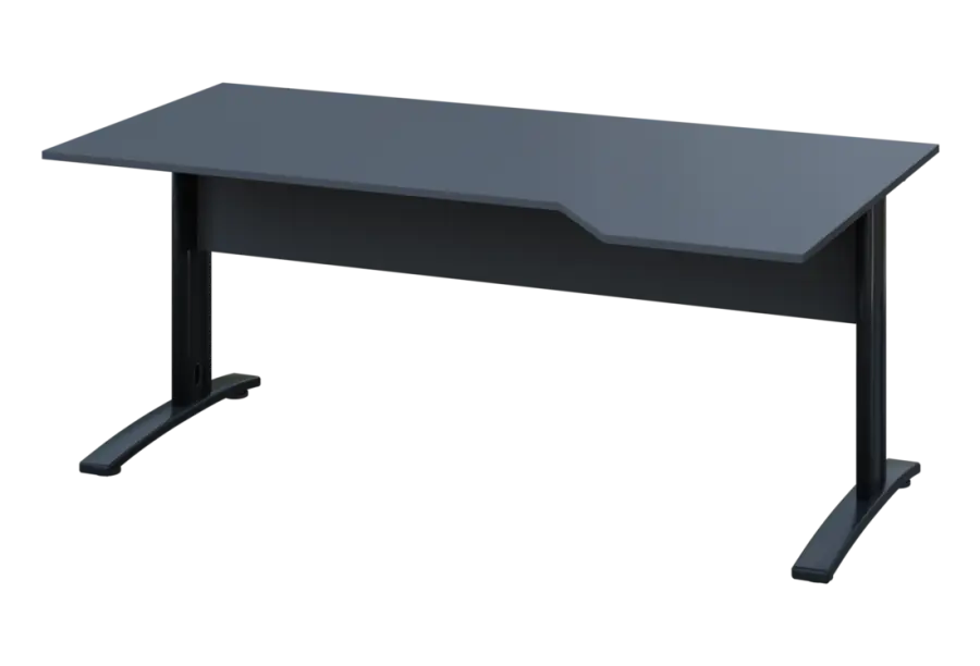 EZK 28 - 184 stůl kancelářský, rohový, pravý, kovová podnož černá, deska 25 mm, široký 1800 mm, antracit